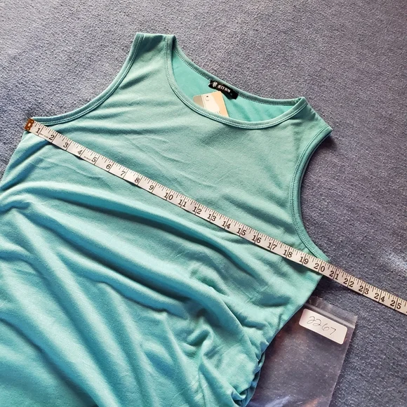 BTFBM T Shirt Midi Dress Pullover Sleeveless Rushed Knee Length Teal Size XL - Picture 7 of 9